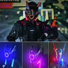 Load image into Gallery viewer, Cyberpunk LED Mask Technology Sense Cyberpunk Luminous Mask Helmet Science Fiction Helmet Mechanical Helmet Role Play Music Festival
