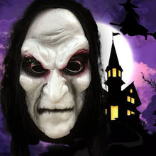 Load image into Gallery viewer, Halloween Rubber Zombie Mask 3d Ghost Day Horror Props Long Hair Black Cloth Horror Mask Costume Party Wall Decoration
