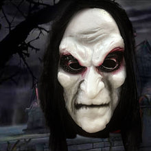 Load image into Gallery viewer, Halloween Rubber Zombie Mask 3d Ghost Day Horror Props Long Hair Black Cloth Horror Mask Costume Party Wall Decoration
