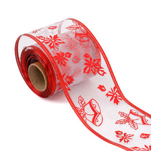 Load image into Gallery viewer, 6.3cm Width Christmas Ribbon Printed Christmas Organza Ribbon For Handmade Wrapping Gift Christmas Decoration DIY Gift Packing
