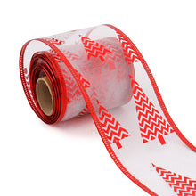 Load image into Gallery viewer, 6.3cm Width Christmas Ribbon Printed Christmas Organza Ribbon For Handmade Wrapping Gift Christmas Decoration DIY Gift Packing
