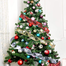 Load image into Gallery viewer, 6.3cm Width Christmas Ribbon Printed Christmas Organza Ribbon For Handmade Wrapping Gift Christmas Decoration DIY Gift Packing
