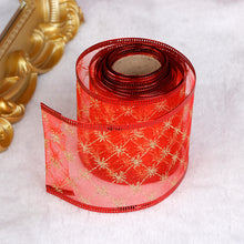 Load image into Gallery viewer, 6.3cm Width Christmas Ribbon Printed Christmas Organza Ribbon For Handmade Wrapping Gift Christmas Decoration DIY Gift Packing
