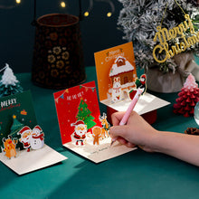 Load image into Gallery viewer, 3D Pop UP Christmas Greeting Cards with Envelope Friend Family Blessing Postcard Birthday New Year Christmas Gifts Decoration
