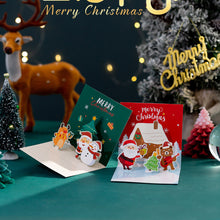 Load image into Gallery viewer, 3D Pop UP Christmas Greeting Cards with Envelope Friend Family Blessing Postcard Birthday New Year Christmas Gifts Decoration
