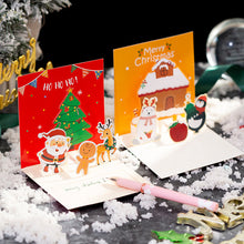 Load image into Gallery viewer, 3D Pop UP Christmas Greeting Cards with Envelope Friend Family Blessing Postcard Birthday New Year Christmas Gifts Decoration

