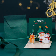 Load image into Gallery viewer, 3D Pop UP Christmas Greeting Cards with Envelope Friend Family Blessing Postcard Birthday New Year Christmas Gifts Decoration
