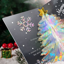 Load image into Gallery viewer, 3D Shining Bling Christmas Tree Pop Up Greeting Cards With Envelope Blessing Message Postcard For Xmas New Year Gifts
