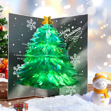 Load image into Gallery viewer, 3D Shining Bling Christmas Tree Pop Up Greeting Cards With Envelope Blessing Message Postcard For Xmas New Year Gifts
