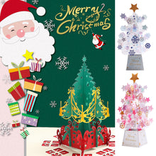 Load image into Gallery viewer, 3D Shining Bling Christmas Tree Pop Up Greeting Cards With Envelope Blessing Message Postcard For Xmas New Year Gifts

