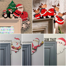 Load image into Gallery viewer, Creative Santa Claus Elk Grinch Christmas Door Hanger Over Door Sign Wood Frame Merry Christmas New Year Decoration
