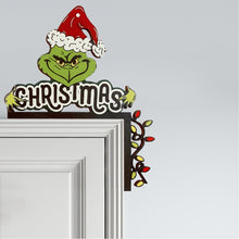 Load image into Gallery viewer, Creative Santa Claus Elk Grinch Christmas Door Hanger Over Door Sign Wood Frame Merry Christmas New Year Decoration
