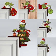 Load image into Gallery viewer, Creative Santa Claus Elk Grinch Christmas Door Hanger Over Door Sign Wood Frame Merry Christmas New Year Decoration
