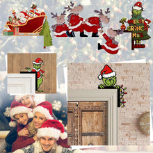 Load image into Gallery viewer, Creative Santa Claus Elk Grinch Christmas Door Hanger Over Door Sign Wood Frame Merry Christmas New Year Decoration
