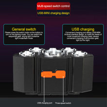 Load image into Gallery viewer, 5LED Strong Head Light Bright Usb Charging Long Range Head Wearing Flashlight Portable Night Fishing Light

