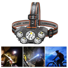 Load image into Gallery viewer, 5LED Strong Head Light Bright Usb Charging Long Range Head Wearing Flashlight Portable Night Fishing Light
