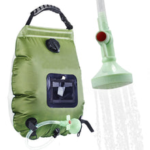 Load image into Gallery viewer, 20L Army Green Outdoor Camping Bath Bag Portable Foldable Solar Heated Water Bag With Removable Hose And Switch Shower Head
