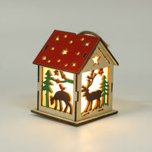 Load image into Gallery viewer, 1Pc Christmas Wooden House Pendant Snowman Elk Santa Claus Bear House Lighting Glowing Log Cabin Christmas Decoration Supplies
