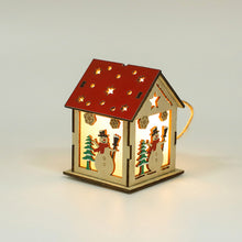 Load image into Gallery viewer, 1Pc Christmas Wooden House Pendant Snowman Elk Santa Claus Bear House Lighting Glowing Log Cabin Christmas Decoration Supplies
