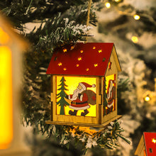 Load image into Gallery viewer, 1Pc Christmas Wooden House Pendant Snowman Elk Santa Claus Bear House Lighting Glowing Log Cabin Christmas Decoration Supplies

