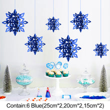 Load image into Gallery viewer, 6Pcs 3D Snowflake Pendant Colorful Paper Snowflake Pendant Paper Magic Three Dimensional String Six Piece Set Home Decoration
