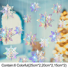 Load image into Gallery viewer, 6Pcs 3D Snowflake Pendant Colorful Paper Snowflake Pendant Paper Magic Three Dimensional String Six Piece Set Home Decoration
