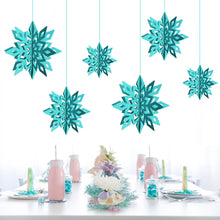 Load image into Gallery viewer, 6Pcs 3D Snowflake Pendant Colorful Paper Snowflake Pendant Paper Magic Three Dimensional String Six Piece Set Home Decoration
