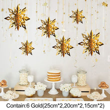 Load image into Gallery viewer, 6Pcs 3D Snowflake Pendant Colorful Paper Snowflake Pendant Paper Magic Three Dimensional String Six Piece Set Home Decoration
