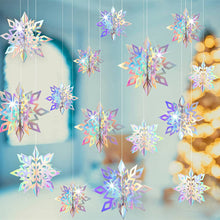 Load image into Gallery viewer, 6Pcs 3D Snowflake Pendant Colorful Paper Snowflake Pendant Paper Magic Three Dimensional String Six Piece Set Home Decoration
