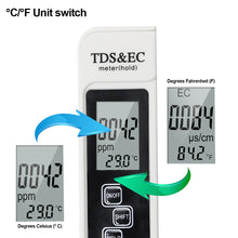 Load image into Gallery viewer, Water Quality Tester Digital TDS EC Temperature Meter 3 in 1 with 0-9999ppm Range for Drinking Water Fishpond Aquariums
