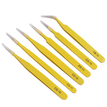 Load image into Gallery viewer, 1PC Industrial Tweezers Anti-Static Stainless Steel Tweezers Set for Electronics Phone Repairing Hand Tools Eyebrow Eyelash Tweezers
