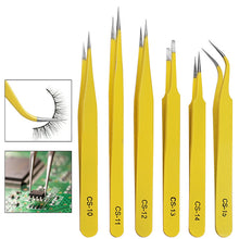 Load image into Gallery viewer, 1PC Industrial Tweezers Anti-Static Stainless Steel Tweezers Set for Electronics Phone Repairing Hand Tools Eyebrow Eyelash Tweezers
