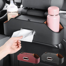 Load image into Gallery viewer, Multifunctional Car Seat Leather Tissue Storage Box Under Seat Auto Back Paper Bag Place Water Cup
