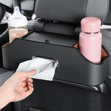 Load image into Gallery viewer, Multifunctional Car Seat Leather Tissue Storage Box Under Seat Auto Back Paper Bag Place Water Cup
