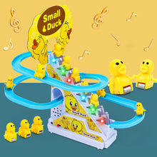 Load image into Gallery viewer, Kids DIY Small Duck Electronic Climbing Stairs Track Toy LED Light Musical Slide Track Coaster Toy Music Roller Coaster Kids Gifts
