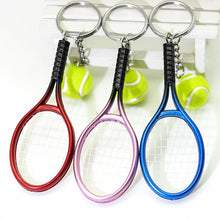 Load image into Gallery viewer, Simulation Mini Tennis Racket Ball Keychain Pendant Creative Fashionable Tennis Shaped Bag Key Ring Teenager Fan Gift
