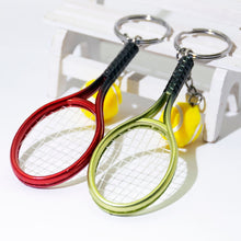 Load image into Gallery viewer, Simulation Mini Tennis Racket Ball Keychain Pendant Creative Fashionable Tennis Shaped Bag Key Ring Teenager Fan Gift
