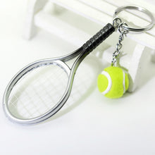 Load image into Gallery viewer, Simulation Mini Tennis Racket Ball Keychain Pendant Creative Fashionable Tennis Shaped Bag Key Ring Teenager Fan Gift
