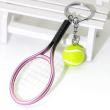 Load image into Gallery viewer, Simulation Mini Tennis Racket Ball Keychain Pendant Creative Fashionable Tennis Shaped Bag Key Ring Teenager Fan Gift

