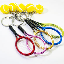 Load image into Gallery viewer, Simulation Mini Tennis Racket Ball Keychain Pendant Creative Fashionable Tennis Shaped Bag Key Ring Teenager Fan Gift
