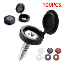 Load image into Gallery viewer, 100pcs Nuts Cover Bolts Fold Snap Protective Cap For Wall Furniture Plastic Screw Cap Decorative Button Hardware Screw Cover
