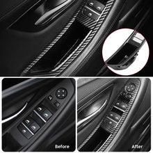 Load image into Gallery viewer, Car Interior Inner Door Handle Panel Pull Trim Cover Carbon Fibre Beige Black For BMW 5 Series F10 F11 F18 Left Hand Drive LHD
