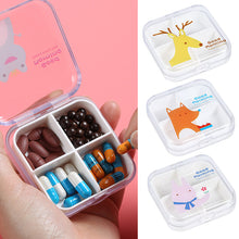 Load image into Gallery viewer, Portable 4 Grids Pill Box Plastic Sealed Medicine Storage Box Waterproof Durable Travel Pill Case Medicine Box
