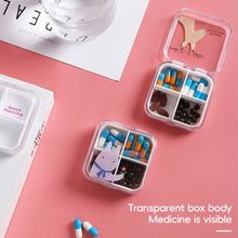 Load image into Gallery viewer, Portable 4 Grids Pill Box Plastic Sealed Medicine Storage Box Waterproof Durable Travel Pill Case Medicine Box
