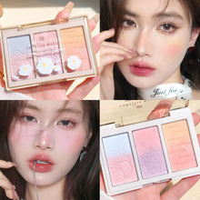 Load image into Gallery viewer, 3 in 1 Highlight Gradient Vitality Blush Peach Red Pearl Stage Rouge Powder Waterproof Sweat-proof Blusher Face Makeup Women Cosmetics
