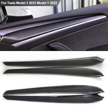 Load image into Gallery viewer, 2Pcs Carbon Fibre Car Door Decoration Internal Trim ABS Cover Accessories Dashboard For Tesla Model 3 2023 Model Y 2022
