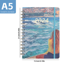 Load image into Gallery viewer, 2024 A5 English Planner Notebook Diary Weekly Planner Agenda Goal Habit Schedules Journal Notebooks Stationery Office School Supplies
