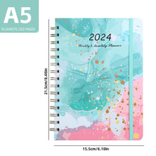 Load image into Gallery viewer, 2024 A5 English Planner Notebook Diary Weekly Planner Agenda Goal Habit Schedules Journal Notebooks Stationery Office School Supplies
