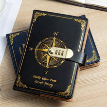 Load image into Gallery viewer, Password Notes Diary Book with Lock Simple Art Retro Girls Private Retro PUP Leather Face Secret Diary for Girls Boys
