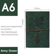 Load image into Gallery viewer, A6 Loose-leaf Photo Album PU Leather Kraft Paper Maple Leaves Cover Diary Notebook Vintage Cover Traveler Album Journals School Supplies
